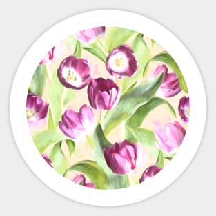 Bright Tulips on Soft Grey Sticker